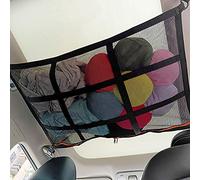 Car Ceiling Cargo Net Pocket Roof Storage Organizer Double-Layer Mesh 31 x 21 Inch Camping Bag SUV Accessories for Tent Putting Quilt Toys Sundries (Black)