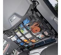 Car Ceiling Cargo Net with 3 Pockets,31.5"x21.6" Reduce Sagging Car Storage Mesh Organizer,Double Layer Roof Mesh Camping Overlanding Gear Must Haves Cargo Net for SUVs,Van,Road Trip Essentials