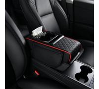 Car Center Console 1PC Car Armrest Box Pad, Height Pad, Beverage Cup Holder Multifunctional Storage Universal Central Pillowcase(Black and Red)