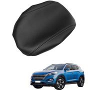 Car Center Console Armrest Cover Replacement for Hyundai Tucson 2015-2018, Leather Lid Pad Cushion for Armrest Box Protector Interior,Black-Black Line