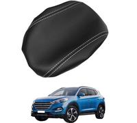 Car Center Console Armrest Cover Replacement for Hyundai Tucson 2015-2018, Leather Lid Pad Cushion for Armrest Box Protector Interior,Black-White Line