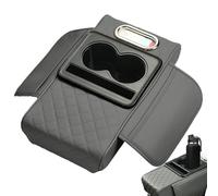 Car Center Console Armrest Pillow - Waterproof Car Armrest Protective Cover with Cup Holder, Multifunctional Cushion PU Leather Storage Mat | Tissue Box Organizer for Arm Rest Box Carr Interior