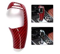 Car Center Console Decoration Cover Replacement for E60 E70 E71 2008 2009 2010 2011 2012 2013，Red Carbon Fiber Style Gear Shift Knob Cover Trim Fit
