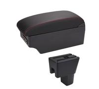 Car Center Console Organizer Car Armrest Box for Suzuki Celerio Arm rest In Center Storage for PU Leather Led SUB Accessories(E1 Red Line)