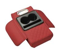 Car Center Console Pad for Seat Toledo 1M2 1998 1999 2000 2001 2002 2003 2004, Center Console Armrest Leather Protector Cover with Cup Holder and Tissue Box, Car Accessories,Red
