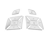 Car Center Console Trim Compatible with Benz for CLA C117 for GLA X156 2014 2015 Button Control Decals Car Steering Wheel Switch Decorative Cover Sticker(Silver)