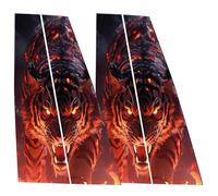 Car Center Pillar Pillar Pillar - Car Door Pillars, Wolf Black Wrapped In Flames | Decorative Window Post Wraps With A Fierce Flame Design, Sea Molding Protector