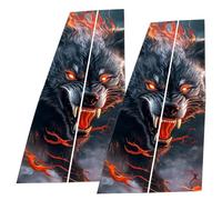 Car Center Pillar Pillar Pillar - Car Door Pillars, Wolf Black Wrapped In Flames | Decorative Window Post Wraps With A Fierce Flame Design, Sea Molding Protector