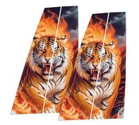 Car Center Pillar Pillar Pillar - Car Door Pillars, Wolf Black Wrapped In Flames | Decorative Window Post Wraps With A Fierce Flame Design, Sea Molding Protector