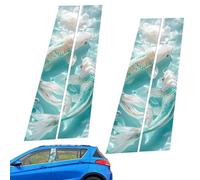 Car Center Pillar Sticker, Black Wolf on Fire Vinyl Decal | Custom Dissanction Resistant Door Moulding Cover | Decorative Wrappy for Installation Does