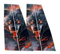Car Center Pillar Sticker, Black Wolf on Fire Vinyl Decal | Custom Dissanction Resistant Door Moulding Cover | Decorative Wrappy for Installation Does