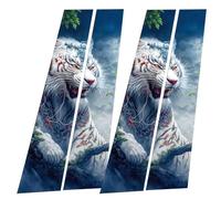 Car Center Pillar Sticker, Black Wolf on Fire Vinyl Decal | Custom Dissanction Resistant Door Moulding Cover | Decorative Wrappy for Installation Does