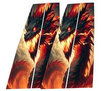 Car Center Pillar Sticker, Black Wolf on Fire Vinyl Decal | Custom Dissanction Resistant Door Moulding Cover | Decorative Wrappy for Installation Does