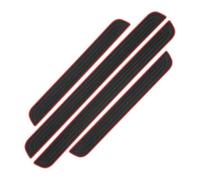 Car Center Pillar Sticker Rubber Car Door Sill Cover 4 Pieces Black Panel Protective Trim Anti-Scratch Exterior Parts Universal(Black RED)