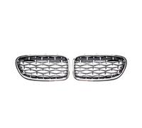 Car Central Bumper Grille All Black Double Line Style Front Bumper Grille For BMW For 5-Series For F10 For F11 For F18 2010-2017 For 528i For 535i Diamond Style Racing Grill(Diamond-Silver)