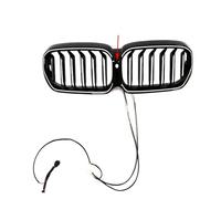 Car Central Bumper Grille Car Grille Grill Front Kidney Glossy 2 Line Double Slat For BMW For 5 Series For G30 For G38 For G31 Facelift For LCI 2020 2021 2022 2023(With Camera Hole)