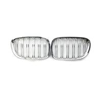Car Central Bumper Grille Double Line Gloss Silver Car Front Bumper Grilles Kidney Racing Grill For BMW For 7 Series For F01 For F02 2009-2015 Accessories(Gloss Silver)