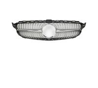 Car Central Bumper Grille For Mercedez For Benz For W205 2014-2018 For C180 For C200 For C250 Diamond Grill Front Mesh Grille Auto Part Grille Front Bumper Gril(Silver)