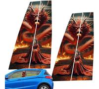 Car Central Pillar Sticker, Window Column Cover, Car Central Column Sticker, Black Wolf Swallowed by Flames Side Door Window Cover, PE Cover