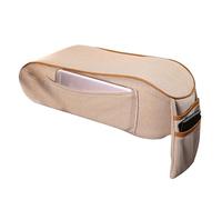 Car Centre Armrest The Universal Soft Car Vehicle Central Armrest Box Cover Pad Heighten Cushion with Pockets wear-resistant(Beige)