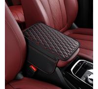 Car Centre Console Armrest Cover for Honda Civic | Civic Type R | CR-V | e:Ny1 | HR-V | Jazz | ZR-V, Diamond Stitching, with Side Organiser Pockets, Non-Slip,B Black Red