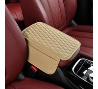 Car Centre Console Armrest Cover for Jaguar F-Pace E-Pace I-Pace, Diamond Stitching, with Side Organiser Pockets, Non-Slip,C Beige