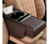 Car Centre Console Armrest Pad for 2024 2025 2026 Ford Mustang S650 EcoBoost/ Dark Horse/ GT Premium The 7th Generation, Leather Multifunctional Storage Organiser Tissue Box Cup Holder Elbow Support