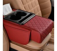 Car Centre Console Armrest Pad for 2024 2025 2026 Ford Mustang S650 EcoBoost/ Dark Horse/ GT Premium The 7th Generation, Leather Multifunctional Storage Organiser Tissue Box Cup Holder Elbow Support