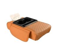 Car Centre Console Organiser Tray Center Console Armrest Cushion Thicken Arm Rest Box Pad Side Extension With Cup Holder Tissue Organizer Bag Armrest Pad Car(Orange)