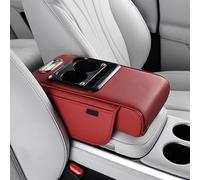 Car Centre Console Organiser with Built-in Rechargeable Module, Multi-Functional Storage Tray, PU Leather Armrest Pad with Cup Holder, Phone Access and Tissue Box for Enhanced In-Car Experience