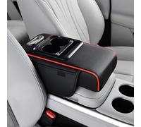 Car Centre Console Organiser with Built-in Rechargeable Module, Multi-Functional Storage Tray, PU Leather Armrest Pad with Cup Holder, Phone Access and Tissue Box for Enhanced In-Car Experience