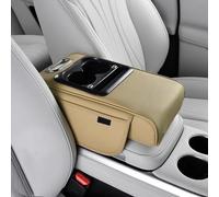 Car Centre Console Organiser with Built-in Rechargeable Module, Multi-Functional Storage Tray, PU Leather Armrest Pad with Cup Holder, Phone Access and Tissue Box for Enhanced In-Car Experience