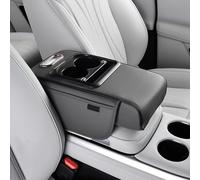 Car Centre Console Organiser with Built-in Rechargeable Module, Multi-Functional Storage Tray, PU Leather Armrest Pad with Cup Holder, Phone Access and Tissue Box for Enhanced In-Car Experience