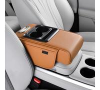 Car Centre Console Organiser with Built-in Rechargeable Module, Multi-Functional Storage Tray, PU Leather Armrest Pad with Cup Holder, Phone Access and Tissue Box for Enhanced In-Car Experience