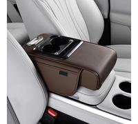 Car Centre Console Organiser with Built-in Rechargeable Module, Multi-Functional Storage Tray, PU Leather Armrest Pad with Cup Holder, Phone Access and Tissue Box for Enhanced In-Car Experience