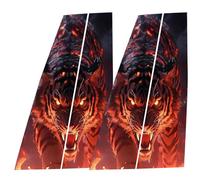 Car Centre Pillar Sticker, Window Pillar Cover, Car Door Pillar Sticker, Black Wolf Devours in Flames, Side Door Window Cover, Window Pillar Post Trim Cover, Black Wolf