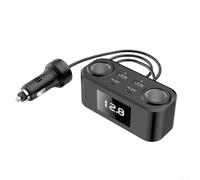 Car Charger 100 W Fast Charging with Cable - 4 Way Cigarette Lighter Socket USB C A Adapter Voltage Measurement for Motorhome