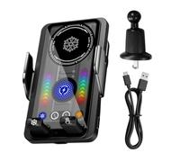 Car Charger - 15W Fast Wireless Charging with TEC Cooling Fan 11x7x6cm | Vehicle Phone Charger With Cooling System And Misplug Protection, Spiral Clamp And Data Cable Included | Car Mount For Drivin
