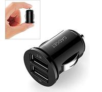 Car Charger 2.1A 10W Compact Dual 2 Port USB Charging Adapter for iPhone 15 14 13 12 11 Pro Max XR XS X 8 7 6 Plus SE 5 Samsung Galaxy S23 S22 S21 Note LG HTC Google Pixel Huawei Xperia Black