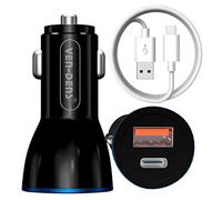 Car Charger & 2 Meters Cable For Samsung Galaxy S23 S22 S21 S20 A14 A23 A33 A53 A54 5G Dual Port Type C+USB PD Fast Car Charger Travel Power Adapter Plug Cigarette Lighter 18W