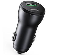 Car Charger, 30W 2-Port PD + QC 3.0 Mini Cigarette Lighter USB C Car Fast Charge Adapter Compatible with iPad, iPhone 12/Pro11/ 11, Galaxy S20 S21,Huawei P30 Lite/Mate 20,Xiaomi and More