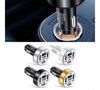 Car Charger 40W with Digital Voltage Display, 4 USB and 4 PD Ports, Multi Level Protection for Safe and Efficient Charging of Multiple Devices (Silver)