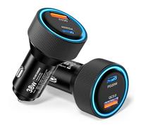 Car Charger, Acezeek 2-Pack 38W Dual USB-C + USB-A Car Charger Adapter Fast Charge PD/QC 3.0 Cigarette Lighter Adapter 12V USB Charger Plug for iPhone 16/15/14/13/12/11/Pro Max, iPad, Samsung,Pixel