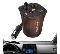Car Charger Adapter - Multiport USB Fast Charge, Digital Display Cup Holder Design, Vehicle Inverter Station | Auto Charg Device Accessory Tool