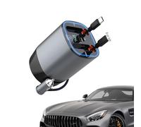 Car Charger Adapter - Smart USB Plug with Retractable Cable, LED Voltage Display | Phone Port For Travel, Training Tool With Retractable Cable