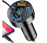 Car Charger Adapter Super Fast 4-Door 66W 3-Door Smart Chip, Multiple Safety Protection, Protect Your Car and Equipment, Road Charging Car Race Charge 3.0 66W USB C Car Charger 4-Door Charger Adapter