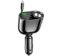 Car Charger Adapter | USB Fast Charging Adapter With Retractable Cord | Super Fast Charge Small Car Adapter For Trucks, SUVs, Sedans, And RVs Car Charger Adapter, USB Fast Charging Adapter