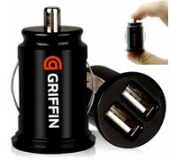 Car Charger Adaptor, Dual Port USB, All Metal Vehicle Charger, Cigarette Lighter Adaptor Flush Fit 12V Socket Fast Charge, Gri-CC Led Indicator Compatible With All Devices (2)
