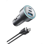 Car Charger, Anker 67W 3-Port Compact Fast Charger - High-Speed Charging for iPhone 16/15/14 Series, Galaxy S23, iPad Air, and More - USB-C to USB-C Cable Included for Easy Connection