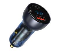 Car Charger Cigaret Lighter PD QC 65W USB and USB-C 5A ports with LCD Screen